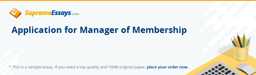 Application for Manager of Membership