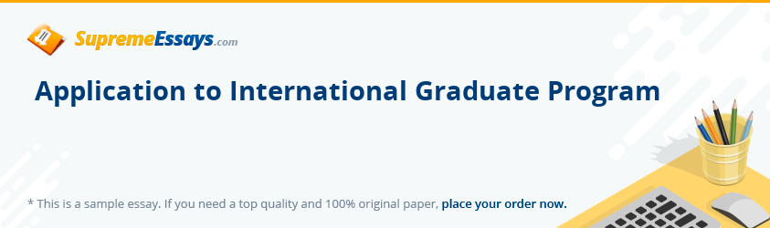 Application to International Graduate Program