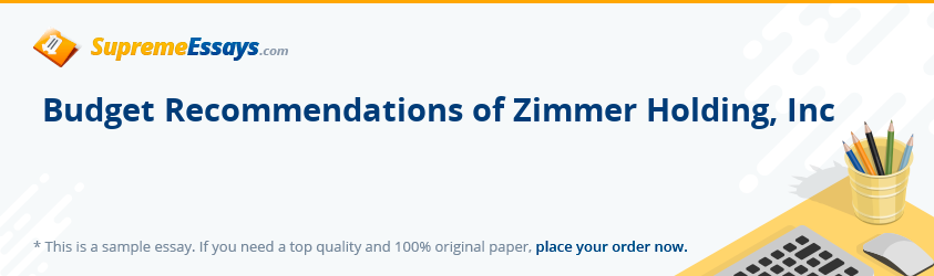 Budget Recommendations of Zimmer Holding, Inc