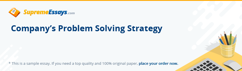 Company’s Problem Solving Strategy