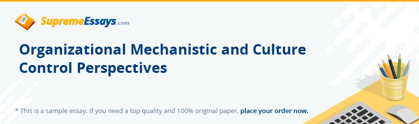 Organizational Mechanistic and Culture Control Perspectives