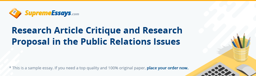Research Article Critique and Research Proposal in the Public Relations Issues