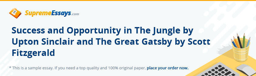 Success and Opportunity in The Jungle by Upton Sinclair and The Great Gatsby by Scott Fitzgerald