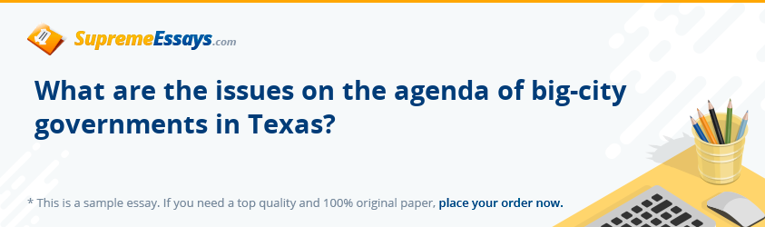 What are the issues on the agenda of big-city governments in Texas?