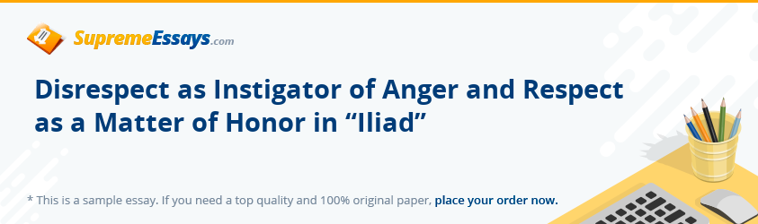 Disrespect as Instigator of Anger and Respect as a Matter of Honor in “Iliad”