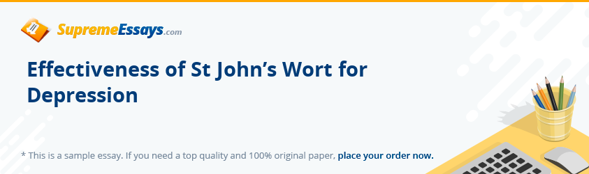 Effectiveness of St John’s Wort for Depression