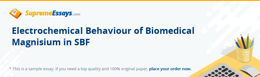 Electrochemical Behaviour of Biomedical Magnisium in SBF