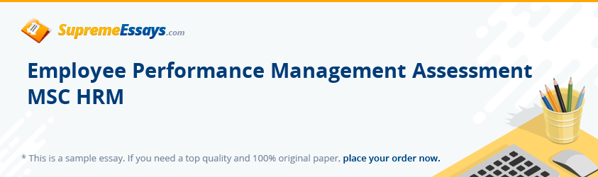 Employee Performance Management Assessment MSC HRM