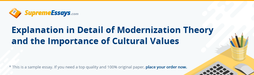 Explanation in Detail of Modernization Theory and the Importance of Cultural Values