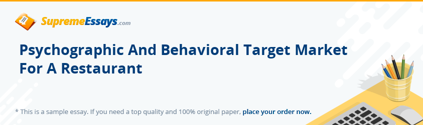 Psychographic And Behavioral Target Market For A Restaurant