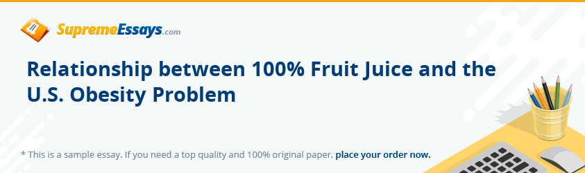 Relationship between 100% Fruit Juice and the U.S. Obesity Problem