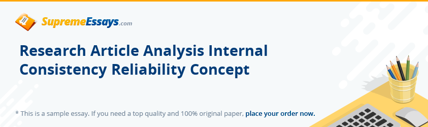 Research Article Analysis Internal Consistency Reliability Concept