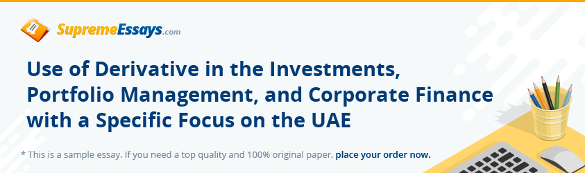Use of Derivative in the Investments, Portfolio Management, and Corporate Finance with a Specific Focus on the UAE